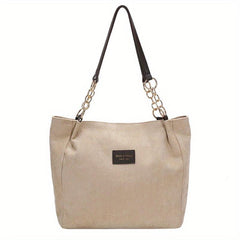Large Capacity Tote Bag Faux Leather Shoulder Bag Vintage Casual Bag