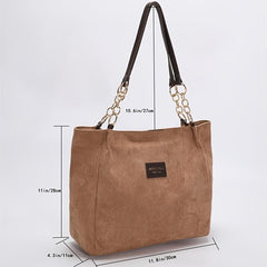 Large Capacity Tote Bag Faux Leather Shoulder Bag Vintage Casual Bag