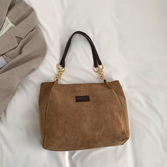 Large Capacity Tote Bag Faux Leather Shoulder Bag Vintage Casual Bag