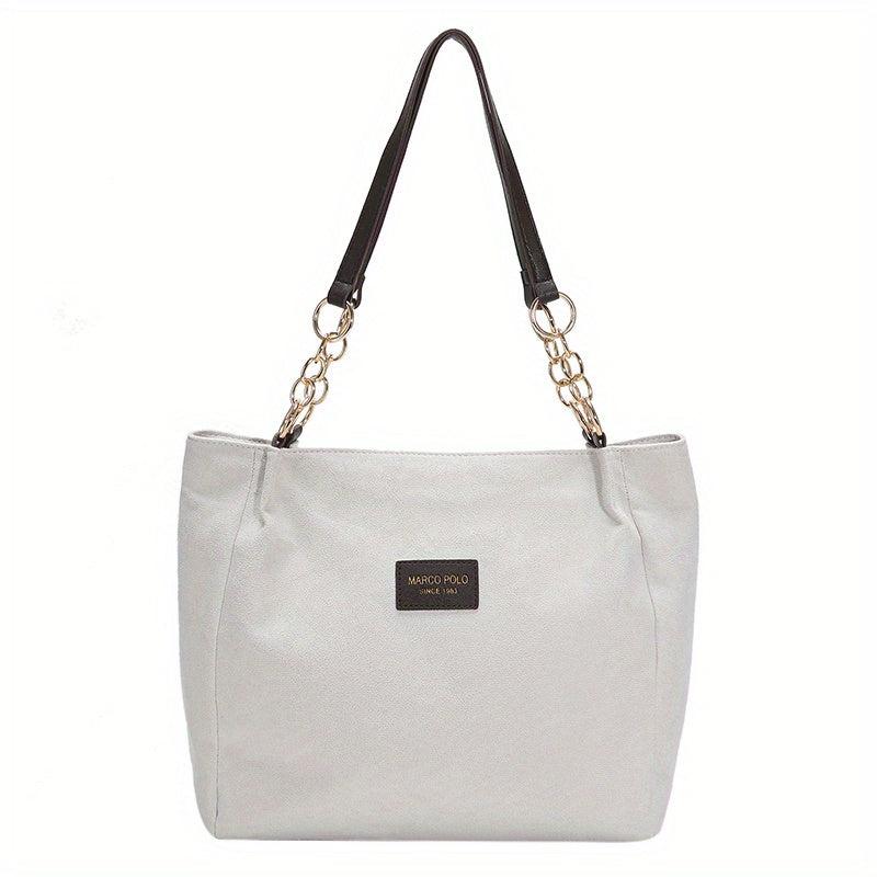 Large Capacity Tote Bag Faux Leather Shoulder Bag Vintage Casual Bag