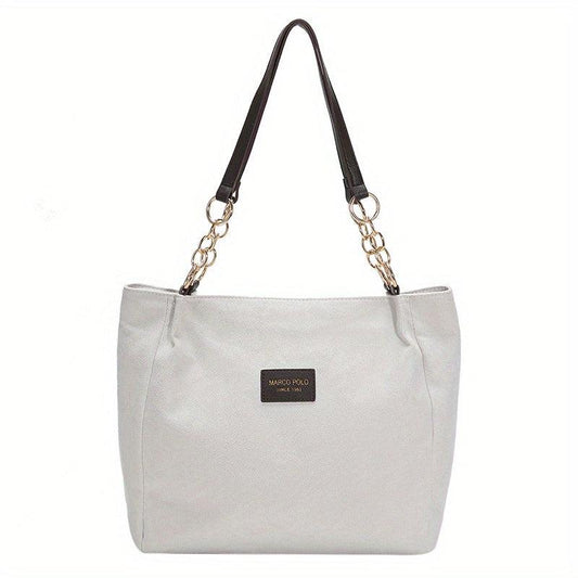 Large Capacity Tote Bag Faux Leather Shoulder Bag Vintage Casual Bag