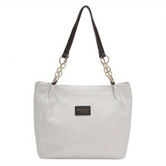 Large Capacity Tote Bag Faux Leather Shoulder Bag Vintage Casual Bag