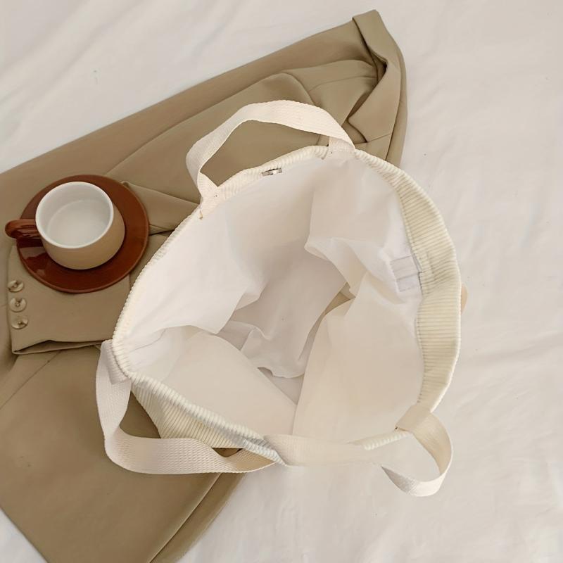 Large Capacity Corduroy Tote Hobo Bag Lightweight Shoulder Shopping Bag