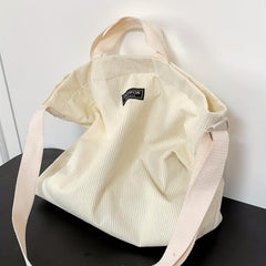 Large Capacity Corduroy Tote Hobo Bag Lightweight Shoulder Shopping Bag