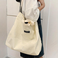 Large Capacity Corduroy Tote Hobo Bag Lightweight Shoulder Shopping Bag