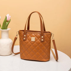 Women's Mini Quilted Tote Bag Faux Leather Handbag Lightweight Coin Purse