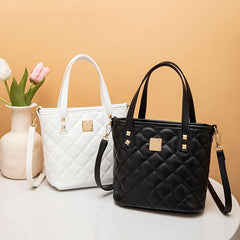 Women's Mini Quilted Tote Bag Faux Leather Handbag Lightweight Coin Purse