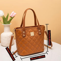 Women's Mini Quilted Tote Bag Faux Leather Handbag Lightweight Coin Purse