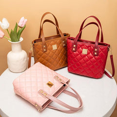 Women's Mini Quilted Tote Bag Faux Leather Handbag Lightweight Coin Purse