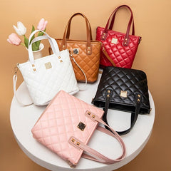 Women's Mini Quilted Tote Bag Faux Leather Handbag Lightweight Coin Purse