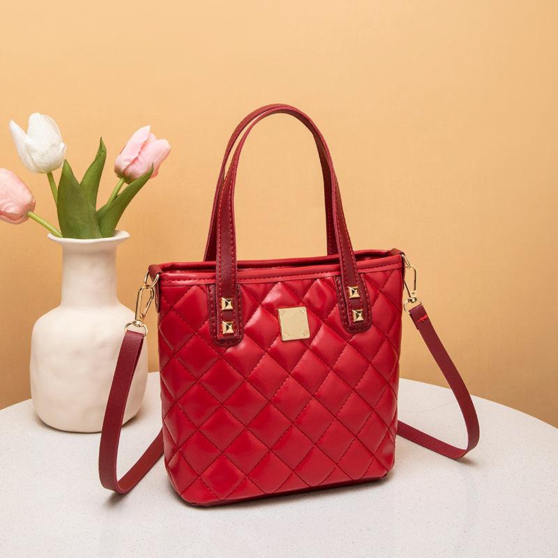 Women's Mini Quilted Tote Bag Faux Leather Handbag Lightweight Coin Purse