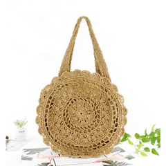 Bohemian Straw Hollow Tote Bag Lightweight Shoulder Handbag