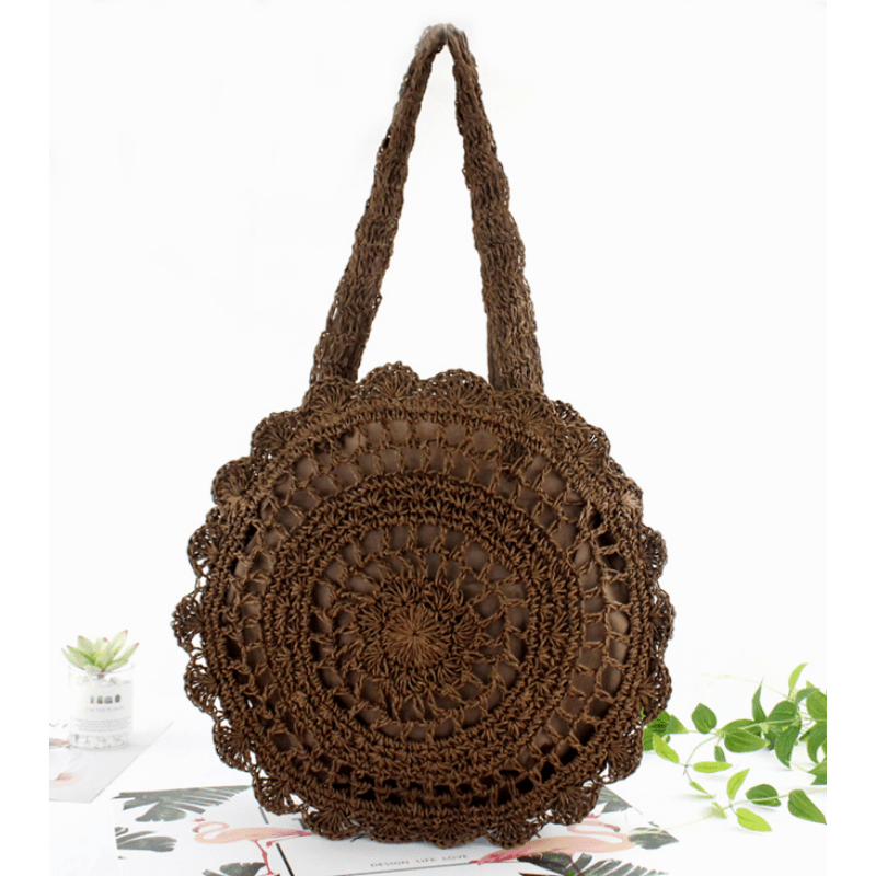 Bohemian Straw Hollow Tote Bag Lightweight Shoulder Handbag