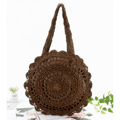 Bohemian Straw Hollow Tote Bag Lightweight Shoulder Handbag