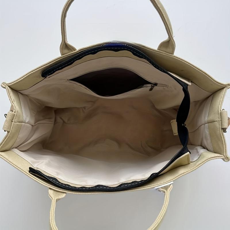 Large Capacity Shoulder Bag Literary Handbag For Travel Shopping