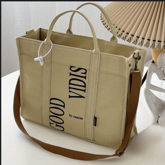Large Capacity Shoulder Bag Literary Handbag For Travel Shopping