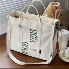Large Capacity Shoulder Bag Literary Handbag For Travel Shopping