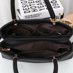 Colorblock Tote Bag Faux Pearl Decor Zipper Shoulder Bag