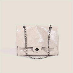 Argyle Embroidery Shoulder Bag Chain Crossbody Bag Large Capacity Flap Purse