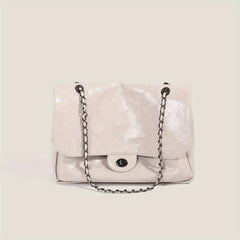 Argyle Embroidery Shoulder Bag Chain Crossbody Bag Large Capacity Flap Purse