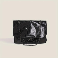 Argyle Embroidery Shoulder Bag Chain Crossbody Bag Large Capacity Flap Purse