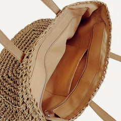 Straw Woven Casual Handbag Double Handle Tote Bag