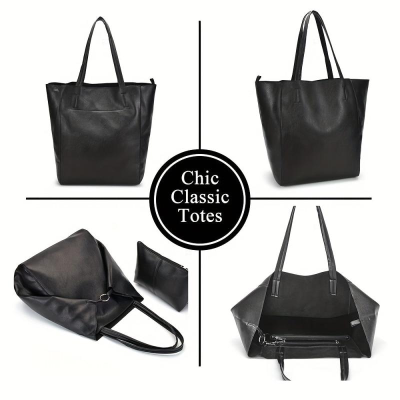 Large Capacity Plain Tote Bag Multiway Shoulder Bag for School Travel
