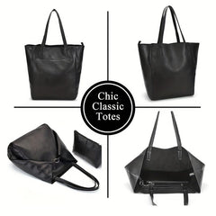 Large Capacity Plain Tote Bag Multiway Shoulder Bag for School Travel