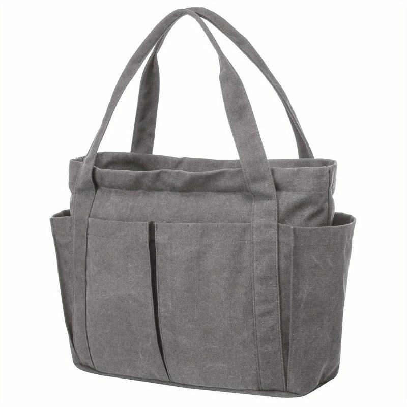 Large Capacity Canvas Tote Bag Solid Beach Handbag Women's Shoulder Bag