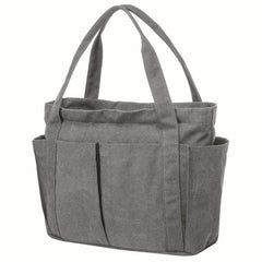 Large Capacity Canvas Tote Bag Solid Beach Handbag Women's Shoulder Bag