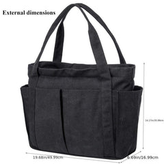 Large Capacity Canvas Tote Bag Solid Beach Handbag Women's Shoulder Bag