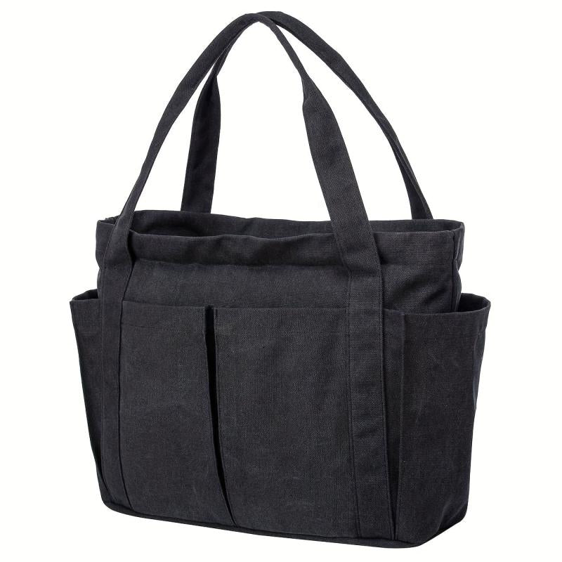 Large Capacity Canvas Tote Bag Solid Beach Handbag Women's Shoulder Bag