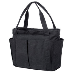Large Capacity Canvas Tote Bag Solid Beach Handbag Women's Shoulder Bag