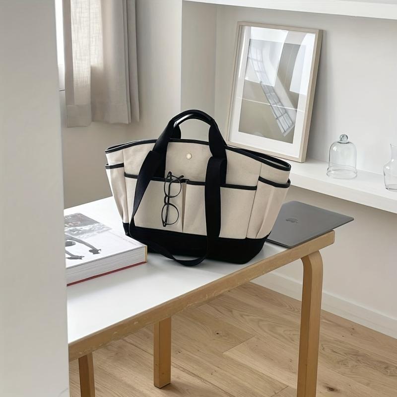 Large Capacity Canvas Tote Bag for Mom with Pockets