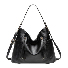 Retro Style Zipper Front Leather Shoulder Bag