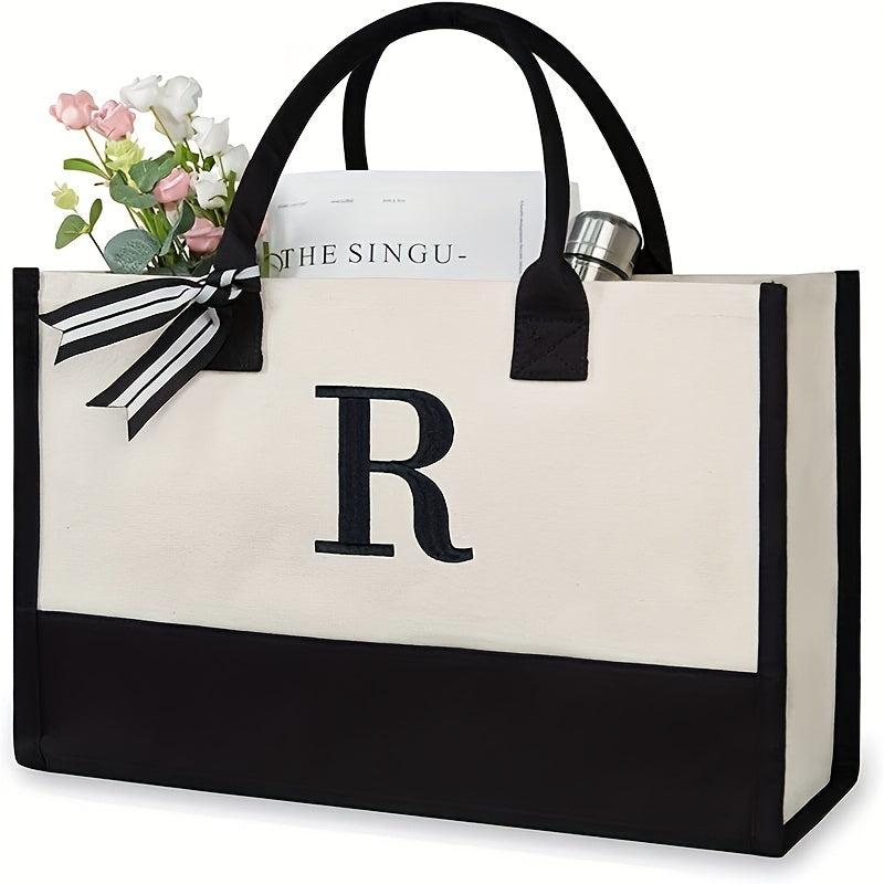 Initial Letters Canvas Tote Bag Wedding Party Gift Handbag Large Capacity