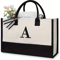 Initial Letters Canvas Tote Bag Wedding Party Gift Handbag Large Capacity