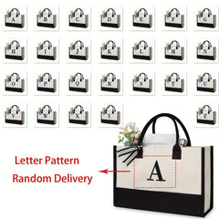 Initial Letters Canvas Tote Bag Wedding Party Gift Handbag Large Capacity