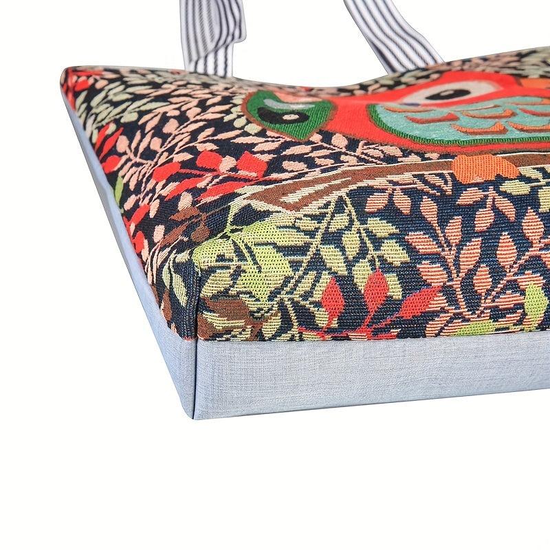 Butterfly Pattern Canvas Tote Bag Ethnic Style Shoulder Bag Large Capacity