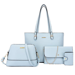 Stylish Faux Leather Tote Bag Set Large Capacity Solid Bag Set