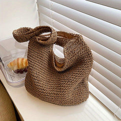 Boho Minimalist Shoulder Bag Woven Tote Beach Handbag