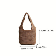 Boho Minimalist Shoulder Bag Woven Tote Beach Handbag