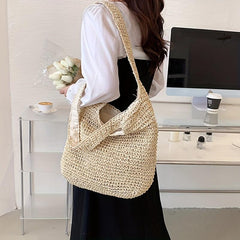 Boho Minimalist Shoulder Bag Woven Tote Beach Handbag