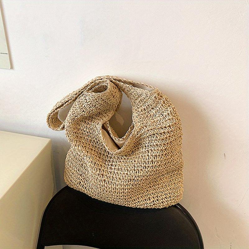 Boho Minimalist Shoulder Bag Woven Tote Beach Handbag