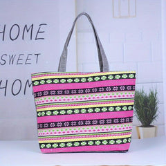 Rainbow Canvas Tote Bag Large Capacity Summer Beach Bag