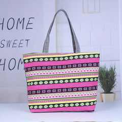 Rainbow Canvas Tote Bag Large Capacity Summer Beach Bag