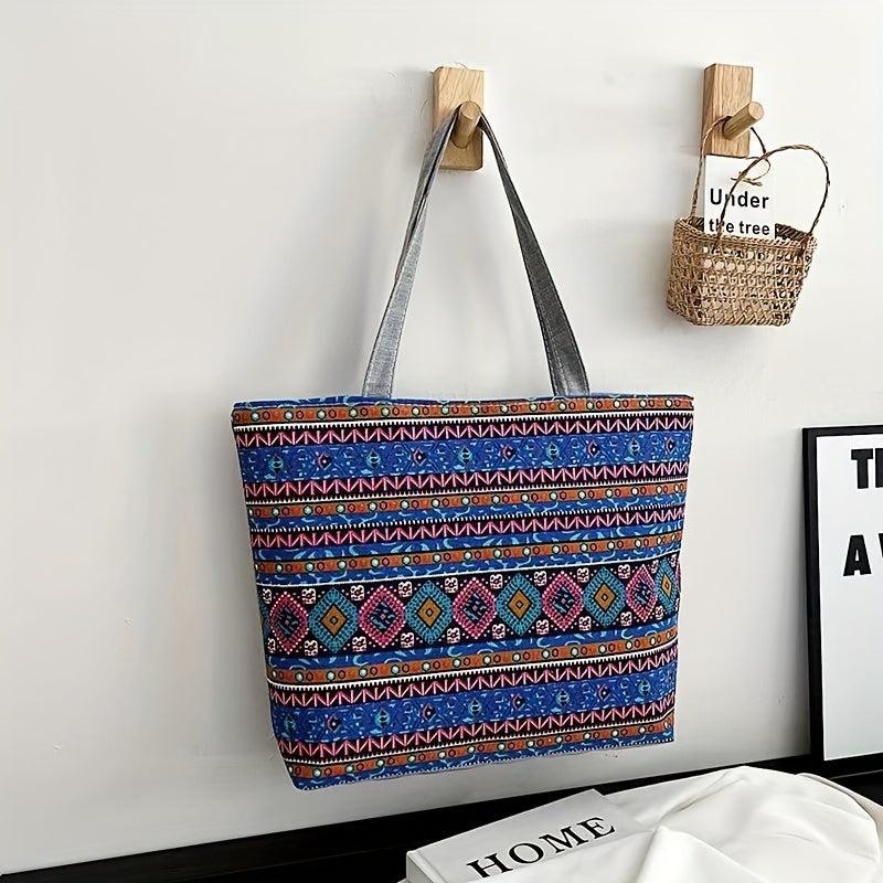 Rainbow Canvas Tote Bag Large Capacity Summer Beach Bag