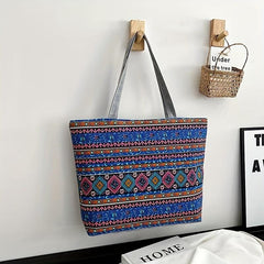 Rainbow Canvas Tote Bag Large Capacity Summer Beach Bag