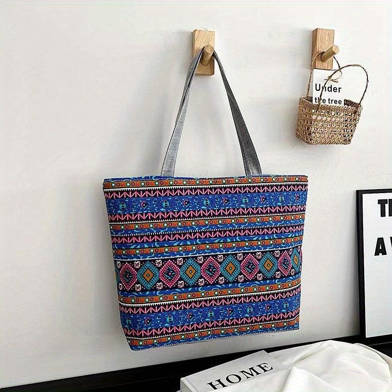 Rainbow Canvas Tote Bag Large Capacity Summer Beach Bag