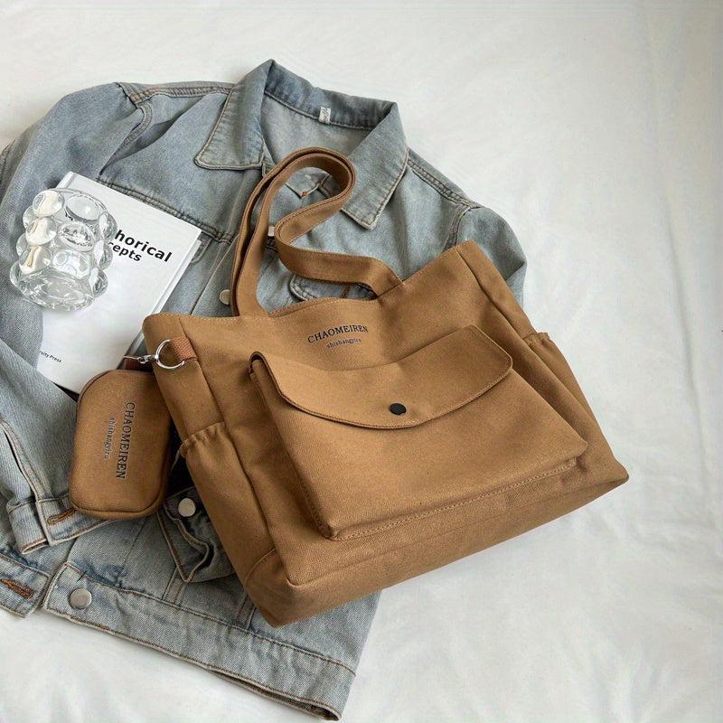 Casual Tote Shoulder Bag Lightweight Handbag with Mini Purse